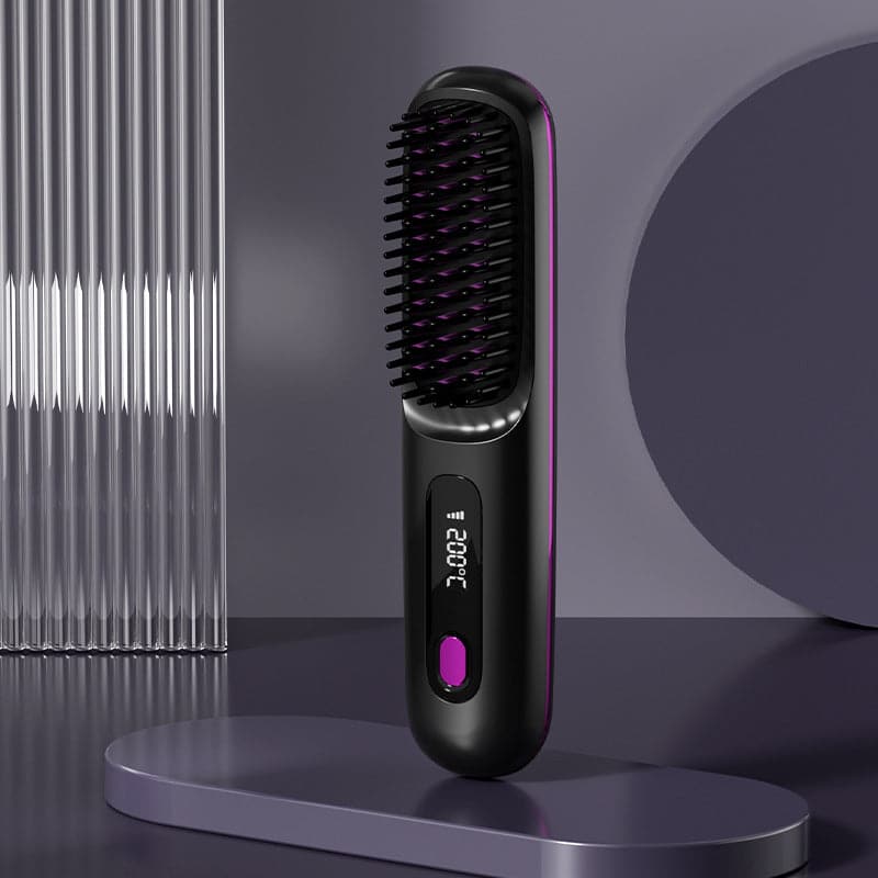 2-in-1 Wireless Hair Straightener & Curler Comb, USB Rechargeable